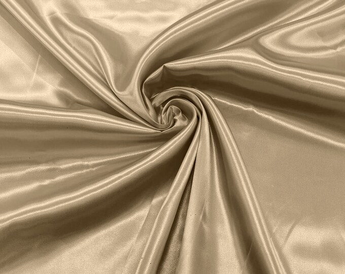 Champagne - Shiny Charmeuse Satin Fabric for Wedding Dress/Crafts Costumes/58” Wide /Silky Satin