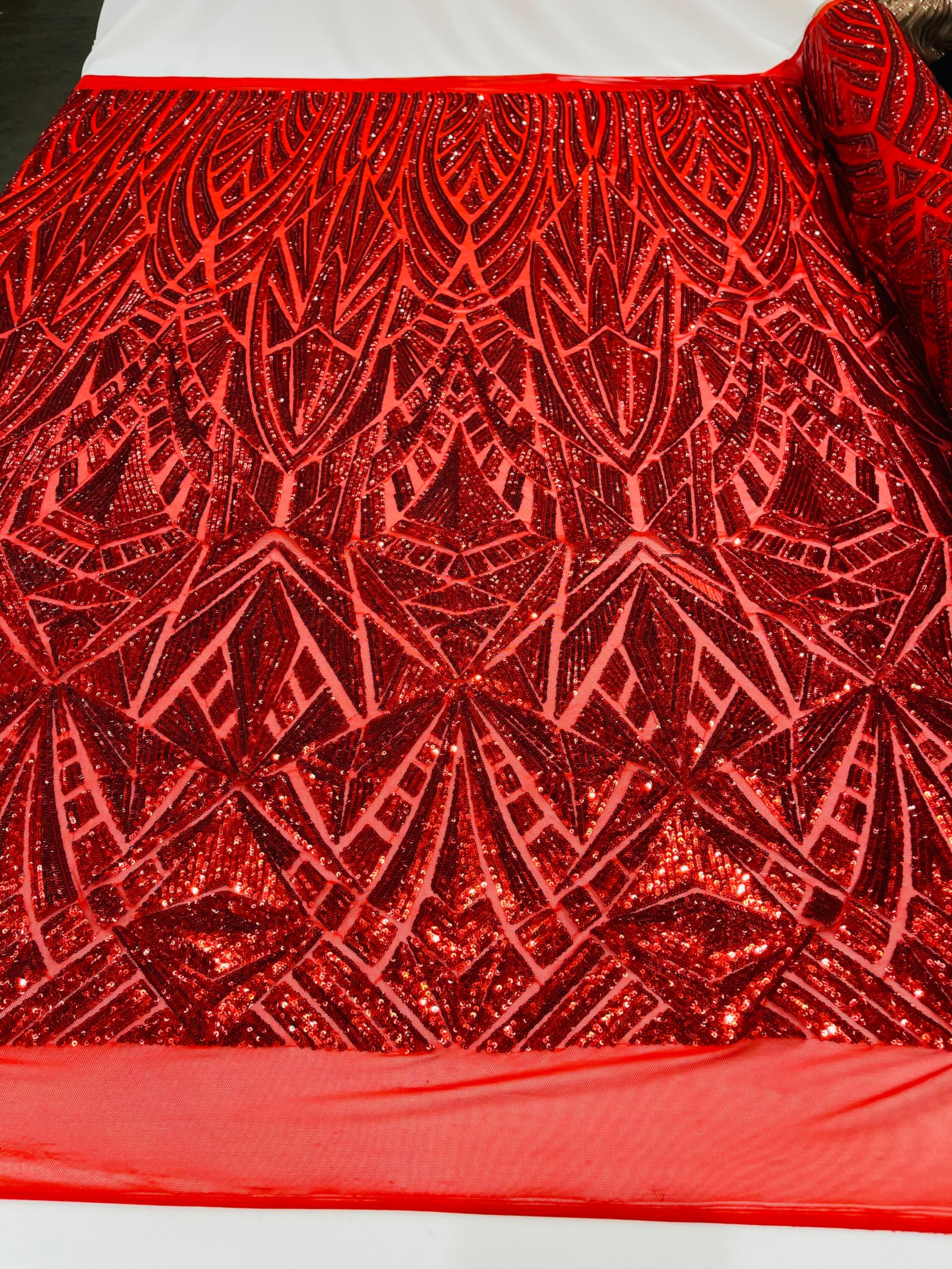 3MM Red Mini Sequin Fabric By The Yard - 53/54â€ [3MM-SEQ-RED] - $6.99 :  , Burlap for Wedding and Special Events