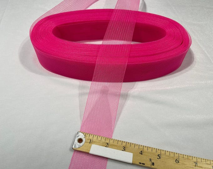 Hot Pink Horsehair Trim, 2 Inch Crinoline Braid Sold by the Yard