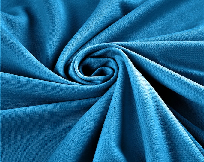 Turquoise Stretch Crepe Scuba Techno Knit Polyester Spandex Fabric for Bows, Top Knots, Head Wraps, Clothes, Costumes, Crafts