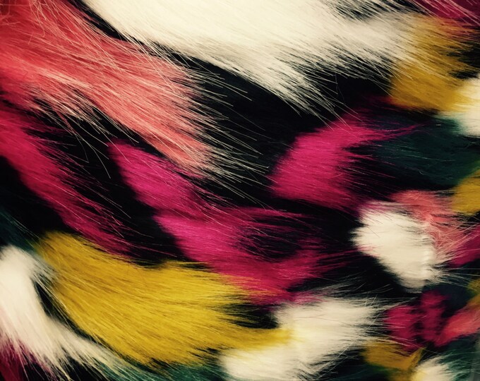 Faux Fur Fabric - Two Tone Spikes Multi-Color Decoration Soft Furry Fa