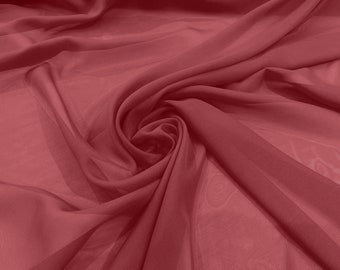 Watermelon 5 Yards 60" Wide Sheer Fabric Chiffon Fabric by The Yard Continuous Solid Color Draping Fabric for Wedding Party Easter Backdrop