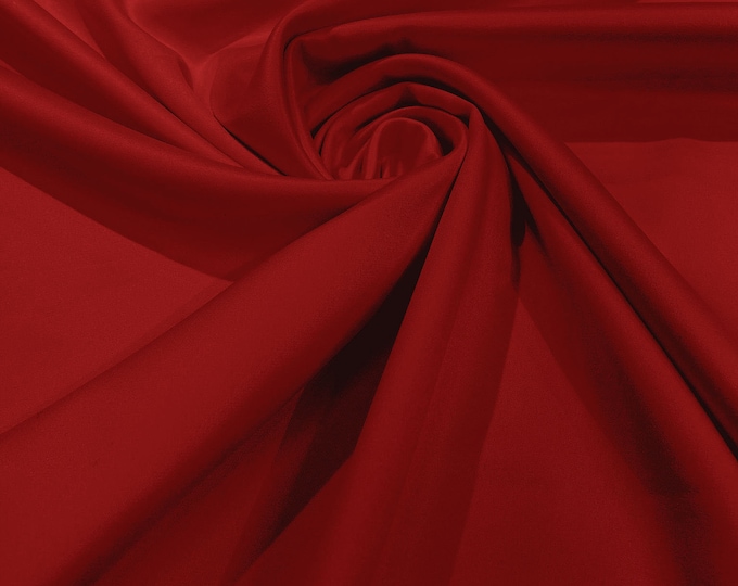 Red Matte Stretch Lamour Satin Fabric 58" Wide/Sold By The Yard. New Colors