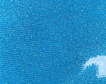 Turquoise 53/54" Wide Shiny Sparkle Glitter Vinyl, Faux Leather PVC-Upholstery Craft Fabric Sold by The Yard.