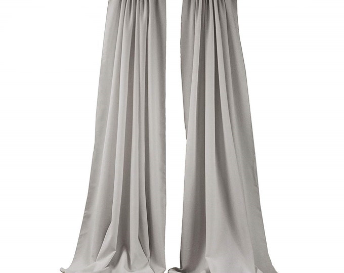 Silver 2 Panels Backdrop Drape, All Sizes Available in Polyester Poplin, Party Supplies Curtains.