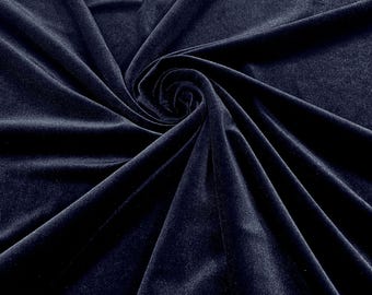 Navy Blue Stretch Velvet Fabric 58" Wide| Apparel Costumes, Sold By The Yard