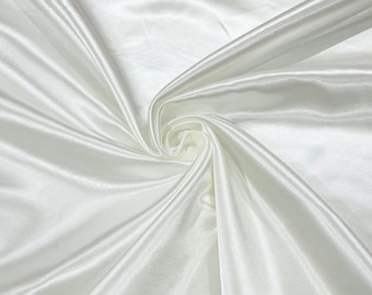 Ivory Heavy Shiny Polyester Bridal Satin Fabric 58" Wide | Bridesmaid Dresses| Wedding Fashion.