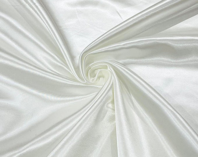 Ivory Heavy Shiny Bridal Satin Fabric for Wedding Dress, 60" inches wide sold by The Yard. New Colors