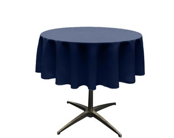 Navy Blue - Solid Round Polyester Poplin Tablecloth Seamless.