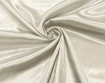 Ivory Shiny Satin Charmeuse Fabric| 58" Wide| Wedding| Bridal| Evening Gown| Prom.