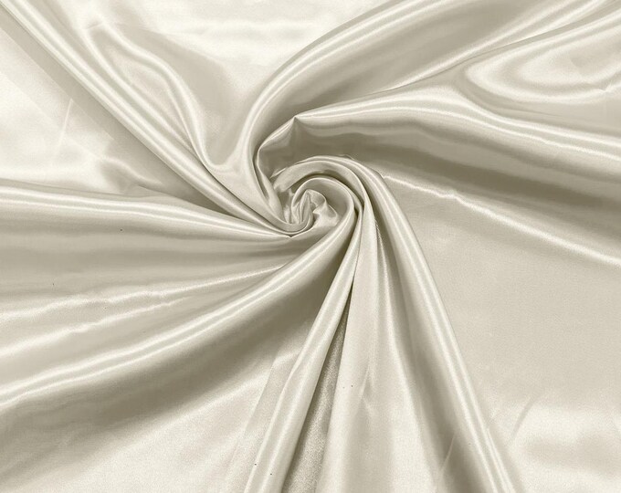Ivory Shiny Satin Charmeuse Fabric| 58" Wide| Wedding| Bridal| Evening Gown| Prom.