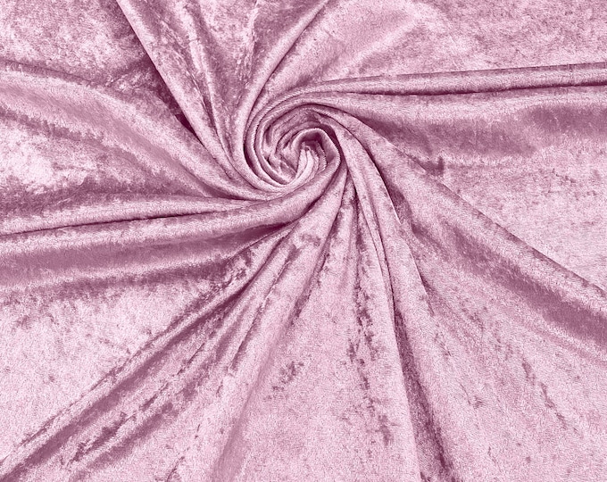 Pink 59" Wide Crushed Stretch Panne Velvet Velour Fabric Sold By The Yard.