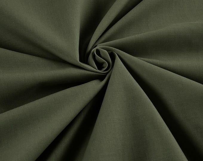 Olive Green Lightweight Poly Cotton Broadcloth Fabric| 58" Wide| Bed sheets| Apparel.