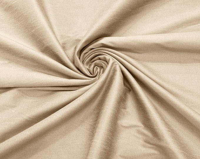 Champagne Polyester Dupioni Faux Silk Fabric/ 55” Wide/Wedding Fabric/Home Decor.