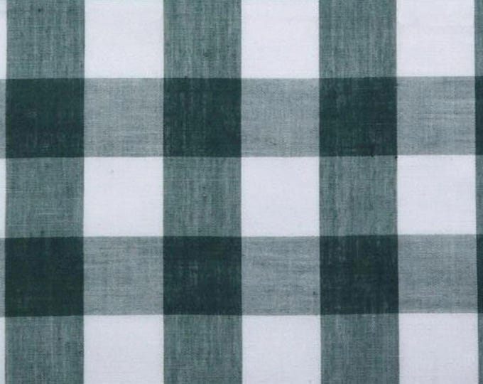 Hunter Green Gingham 1 Inch Checkered Poly Cotton 58" Wide Fabric- Sold by the yard