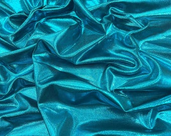 Teal Foggy Foil All Over Foil Metallic Nylon Spandex 4 Way Stretch/58" Wide