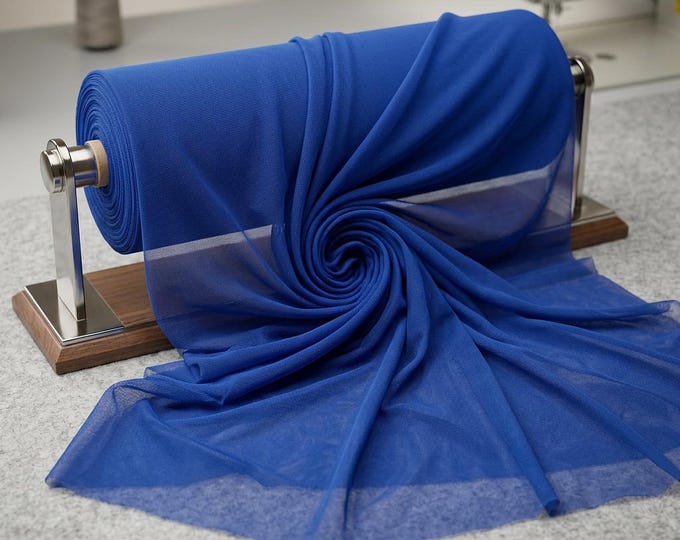Royal Blue Stretch Power Mesh Fabric 60” Wide | Sheer Nylon Spandex Mesh by Yard | Lightweight Fabric for Dancewear Lingerie Sewing