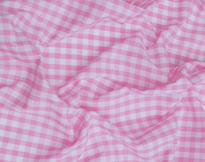 Baby Pink Gingham 1/4" Checkered Poly Cotton 58" Wide Fabric- Sold by the yard