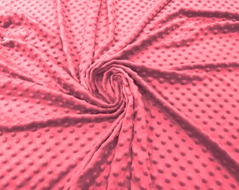 Hot Pink Minky Dot Fabric| 58" Wide| Cosplay| Stuff Animals| Blankets.