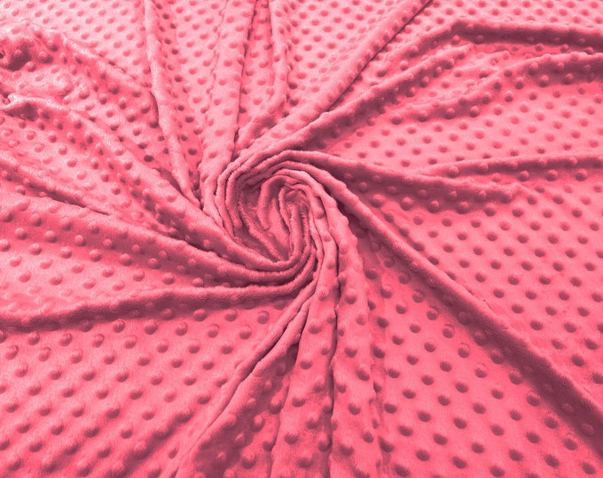 Hot Pink 58" Wide 100%  Polyester Minky Dimple Dot Soft Cuddle Fabric SEW Craft Sold by The Yard.