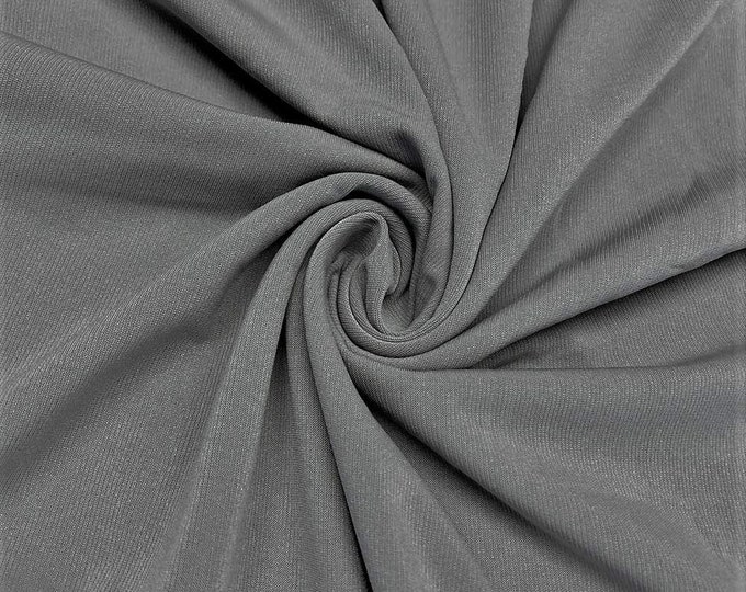 Gray 58" Wide ITY Fabric Polyester Knit Jersey 2 Way  Stretch Spandex Sold By The Yard.