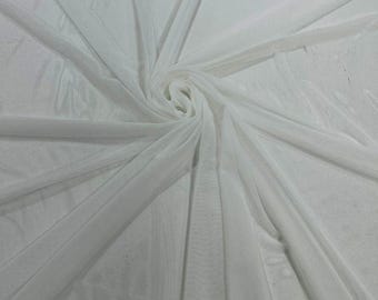 Ivory Stretch Power Mesh Fabric Sheer Mesh Fabric Nylon Spandex Fabric Bridal Fabric Wedding Dress Fabric Soft Tulle Alternative by Yard