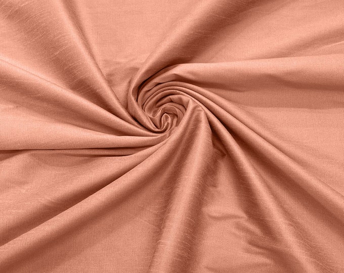 Dark Peach Polyester Dupioni Faux Silk Fabric/ 55” Wide/Wedding Fabric/Home Decor.