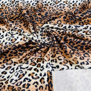 Brown/Cream/Black Leopard animal Print Velboa Faux Fur Fabric/58&quot;/60&quot; Width/costumes/Upholstery/Children Blankets/Toys/Children Clothing.