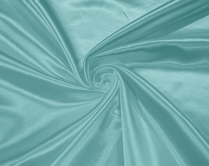 Aqua Green Heavy Shiny Bridal Satin Fabric for Wedding Dress, 60" inches wide sold by The Yard. New Colors