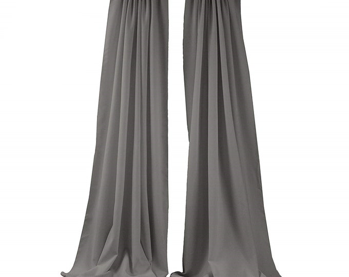 Grey 2 Panels Backdrop Drape, All Sizes Available in Polyester Poplin, Party Supplies Curtains.