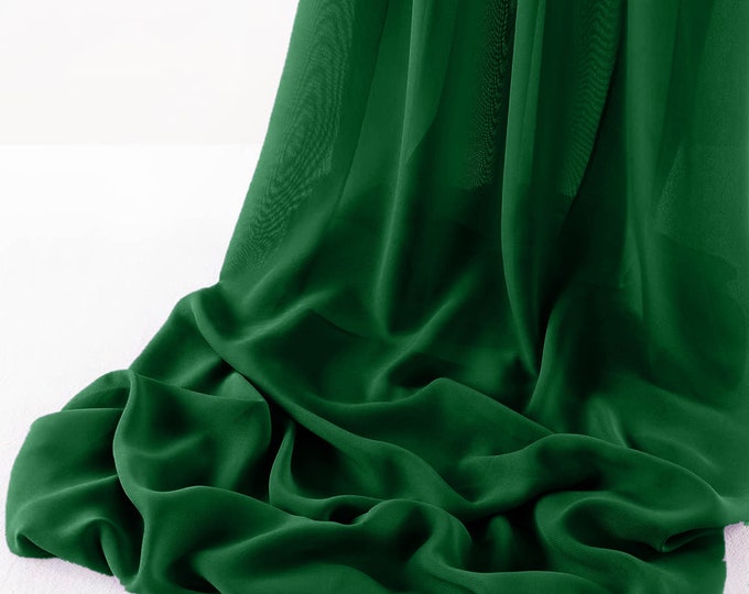 Hunter Green 5 Yards Chelsea Wool Dobby Chiffon Fabric/58" Wide Sheer Fabric/Solid Color Draping Fabric for Wedding Party Easter Backdrop.