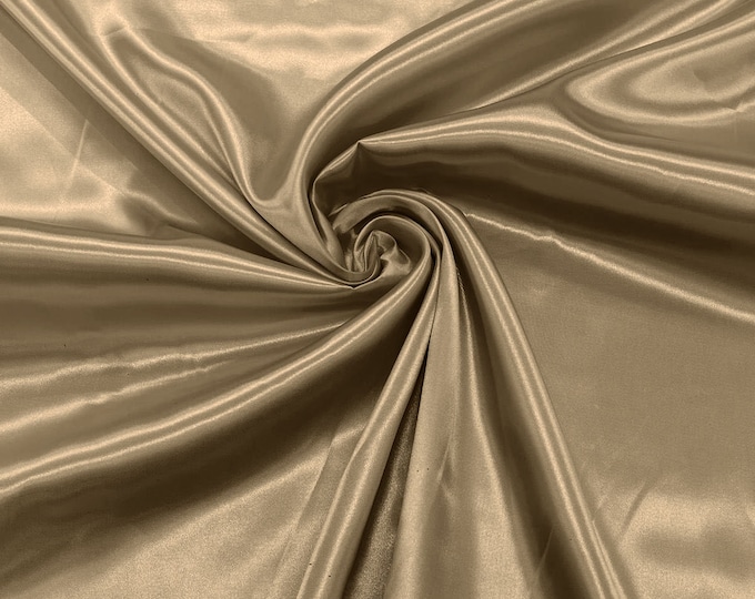 Sand - Shiny Charmeuse Satin Fabric for Wedding Dress/Crafts Costumes/58” Wide /Silky Satin