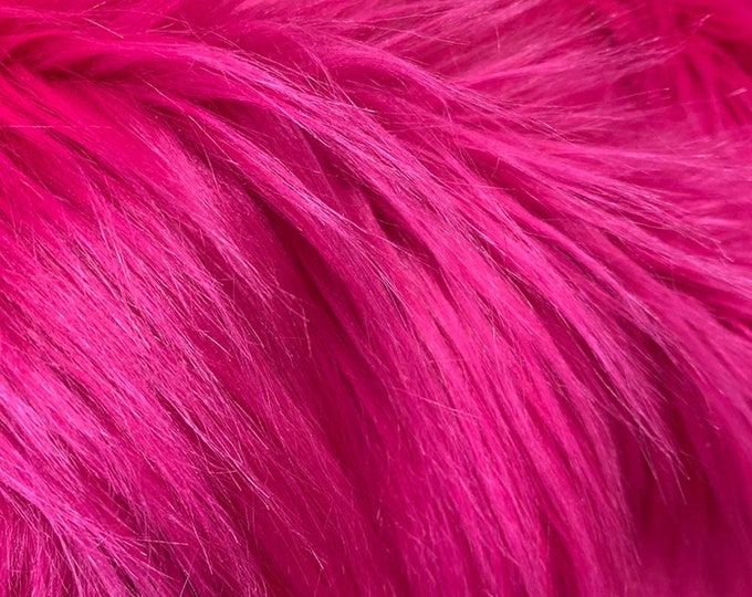 Fuchsia 60" Wide Shaggy Faux Fur Fabric, Sold By The Yard.