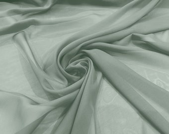 Sage Green 5 Yards 60" Wide Sheer Fabric Chiffon Fabric by The Yard Continuous Solid Color Draping Fabric for Wedding Party Easter Backdrop