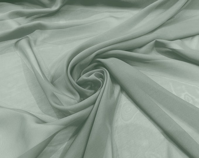 Sage Green 5 Yards 60" Wide Sheer Fabric Chiffon Fabric by The Yard Continuous Solid Color Draping Fabric for Wedding Party Easter Backdrop