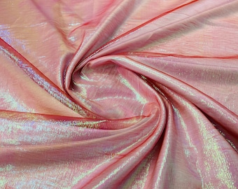 Red Crush Iridescent Shimmer Organza Fabric 45” Wide, Sells by The Yard.