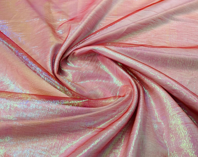 Red Crush Iridescent Shimmer Organza Fabric 45” Wide, Sells by The Yard.