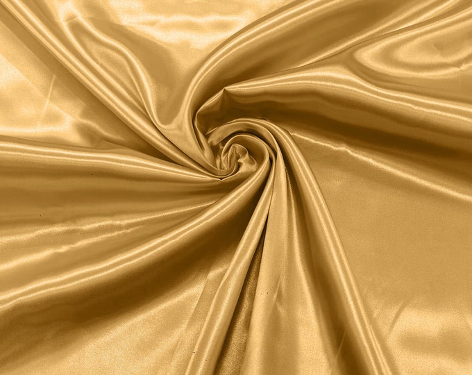 Honey Gold Shiny Charmeuse Satin Fabric for Wedding Dress/Crafts Costumes/58” Wide /Silky Satin
