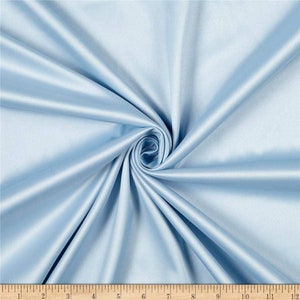 Sky Blue 95 Percent  Polyester 5% Spandex, 58 Inches Wide Matte Stretch L&#39;Amour Satin Fabric, Sold By The Yard.