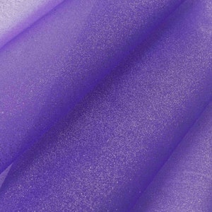 Tela de organza de cristal transparente, ligera, suave, 100 % poliéster, de color morado, de 58/60" de ancho. Se vende cortada a medida.