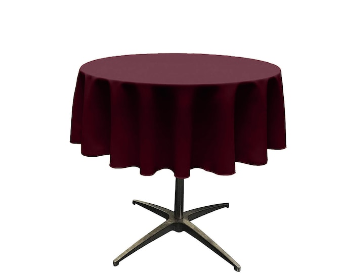 Burgundy - Solid Round Polyester Poplin Tablecloth Seamless.