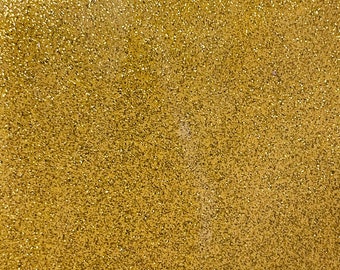 Gold 53/54" Wide Shiny Sparkle Glitter Vinyl, Faux Leather PVC-Upholstery Craft Fabric Sold by The Yard.