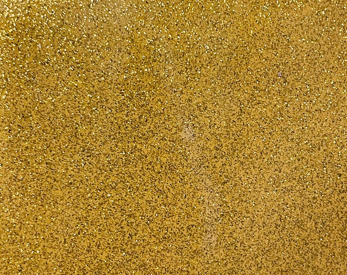 Gold 53/54" Wide Shiny Sparkle Glitter Vinyl, Faux Leather PVC-Upholstery Craft Fabric Sold by The Yard.