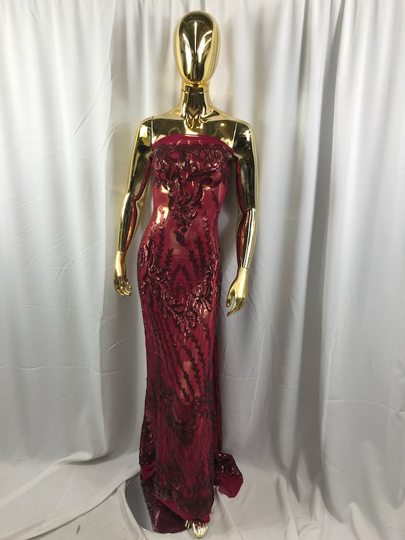 Burgundy 4 Way Stretch Power Mesh Lace Embroidered With Matt Sequins-dresses -fashion-apparel-prom-nightgown-decorations-sold by the Yard. - Etsy Burgundy 4 Way Stretch Power Mesh Lace Embroidered With Matt Sequins-dresses -fashion-apparel-prom-nightgown-decorations-sold by the Yard. - Etsy