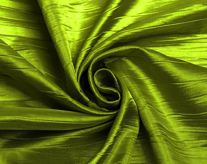 Avocado - Crushed Taffeta Fabric - 54" Width - Creased Clothing Decorations Crafts - Sold By The Yard