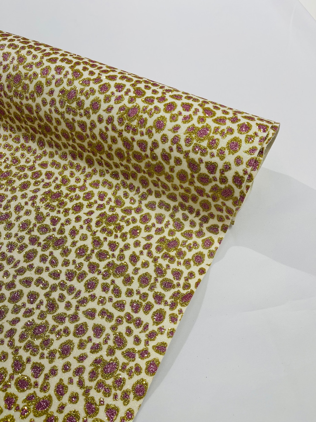 Leopard Backing Leopard/ Chita Glitter Pink/gold/cream Sparkle Craft Upholstery on A ...