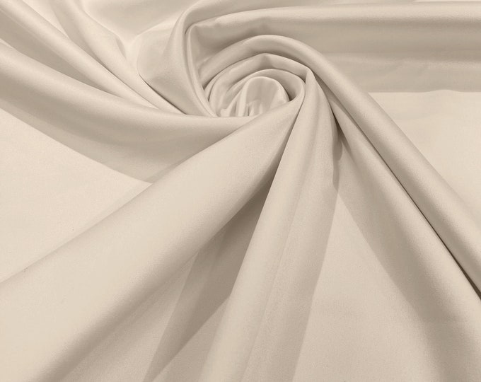 Ivory Matte Stretch Lamour Satin Fabric 58" Wide/Sold By The Yard. New Colors