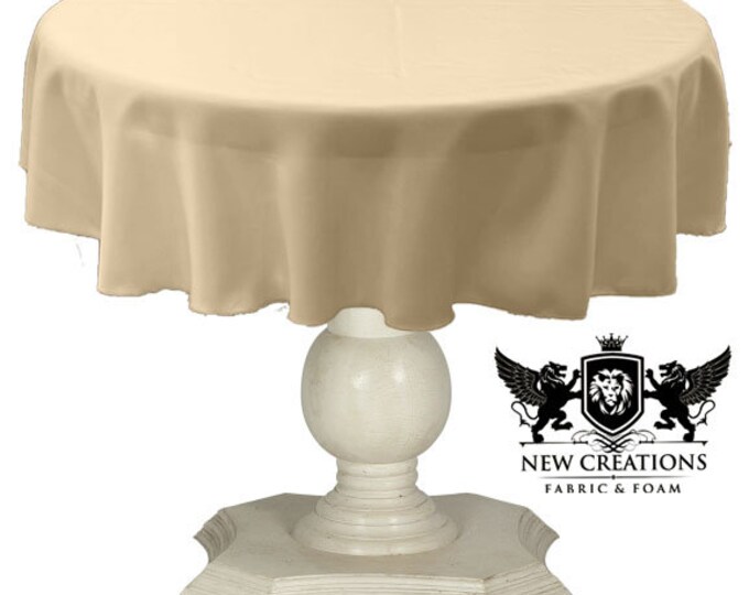 Dark Champagne Tablecloth Solid Dull Bridal Satin Overlay for Small Coffee Table Seamless.