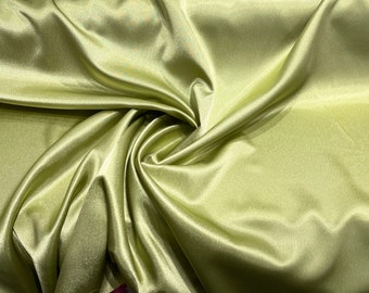 Medium Olive Crepe Back Satin Bridal Fabric Draper-Prom-wedding-nightgown- Soft 58"-60" Inches Sold by The Yard.