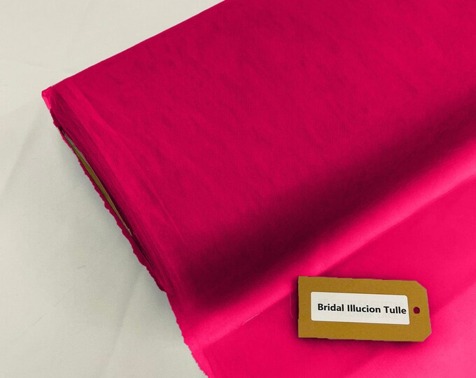 Fuchsia - Bridal Illusion Tulle 108"Wide Polyester Premium Tulle Fabric Bolt.